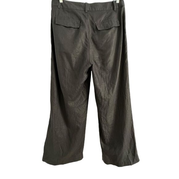 Gap Black Linen Cotton High Waist Pleated Wide Leg Pants | 14 - Picture 7 of 9